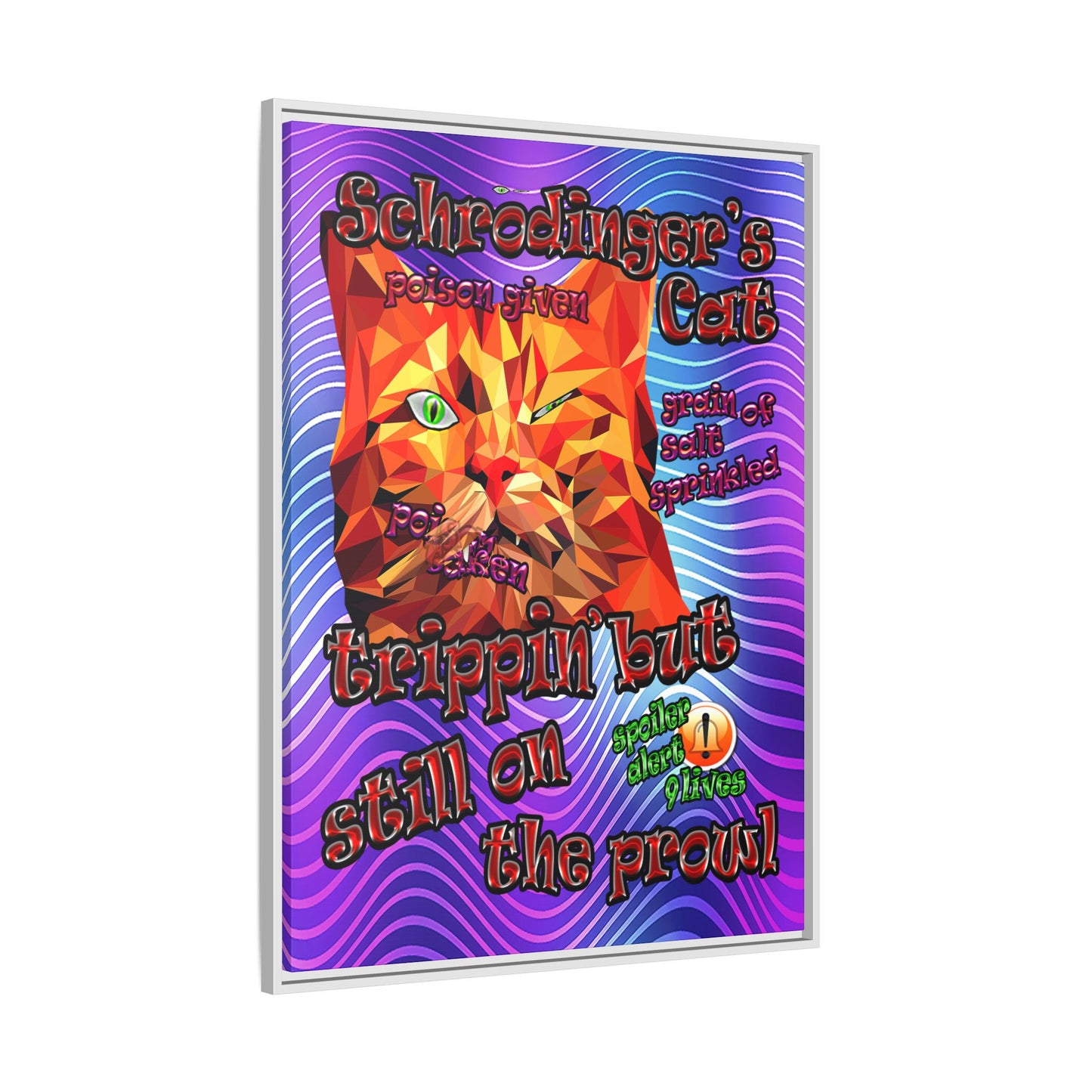 schrodinger's cat - framed canvas art (purple wave)