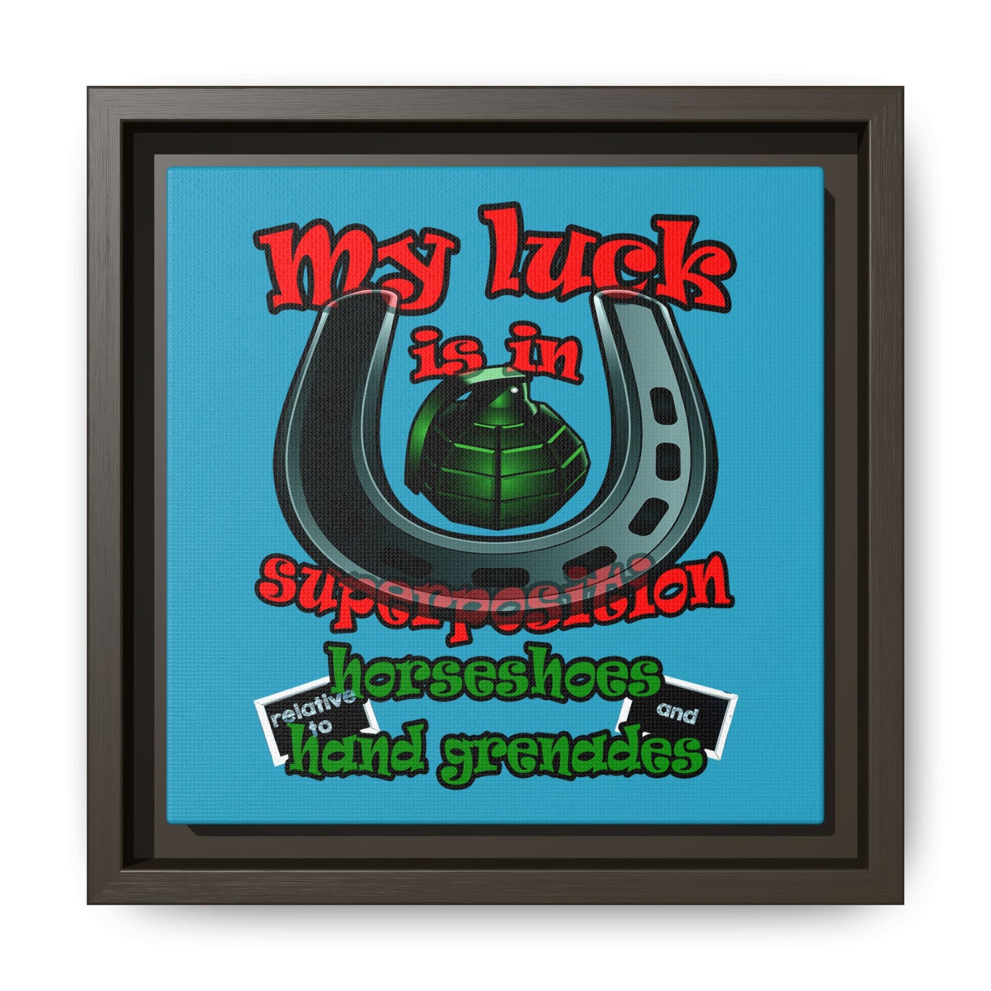 my luck - framed canvas art (turquoise)