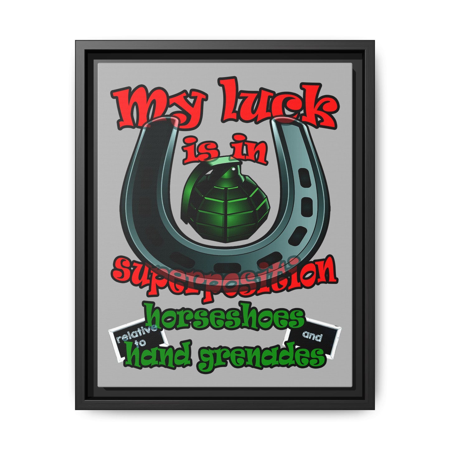 my luck - framed canvas art (light grey)