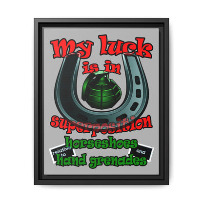 my luck - framed canvas art (light grey)