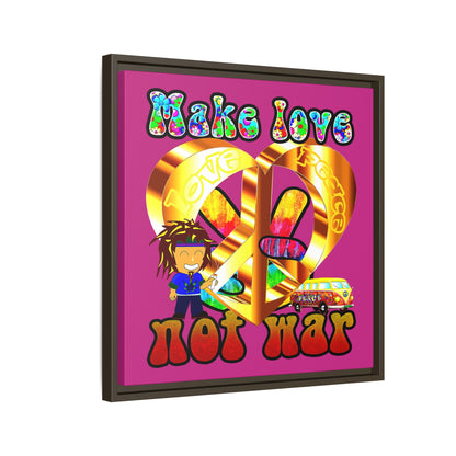 love peace - framed canvas art (pink)