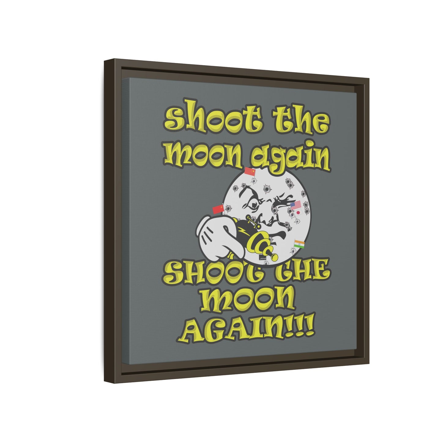 shoot the moon again - framed canvas art (dark grey)