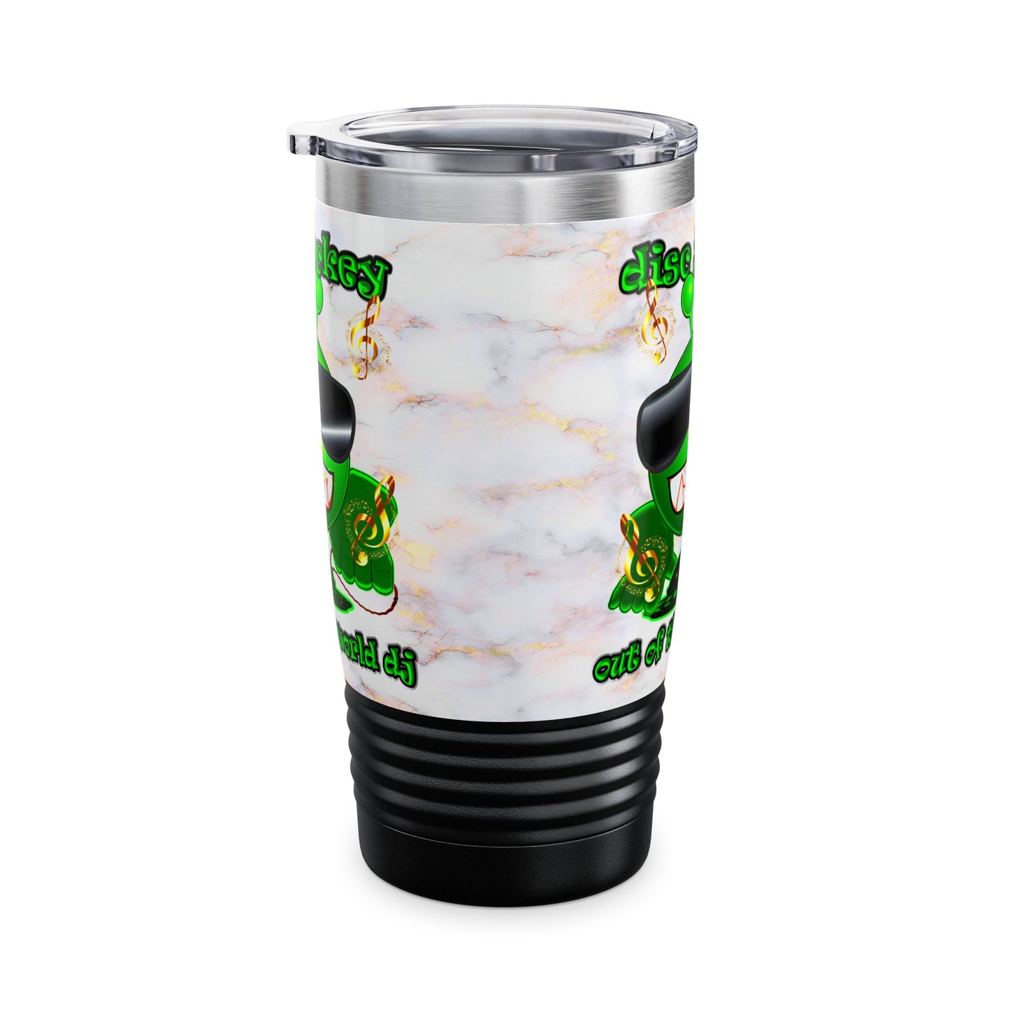 disc jockey - Ringneck Tumbler, 20oz (white marble)