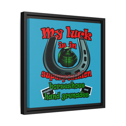 my luck - framed canvas art (turquoise)