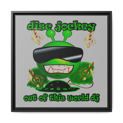 disc jockey - framed canvas art (light grey)
