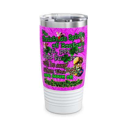 christmas spirits of boston - Ringneck Tumbler, 20oz (pink swirl)