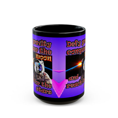 defy conquer reach - Black Mug (purple-pink wave)