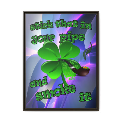 stick that in your pipe and smoke it - framed canvas art (grey-pink wave)