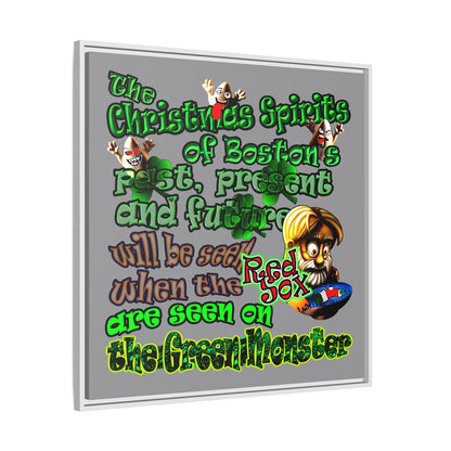 christmas spirits of boston - framed canvas art (grey)