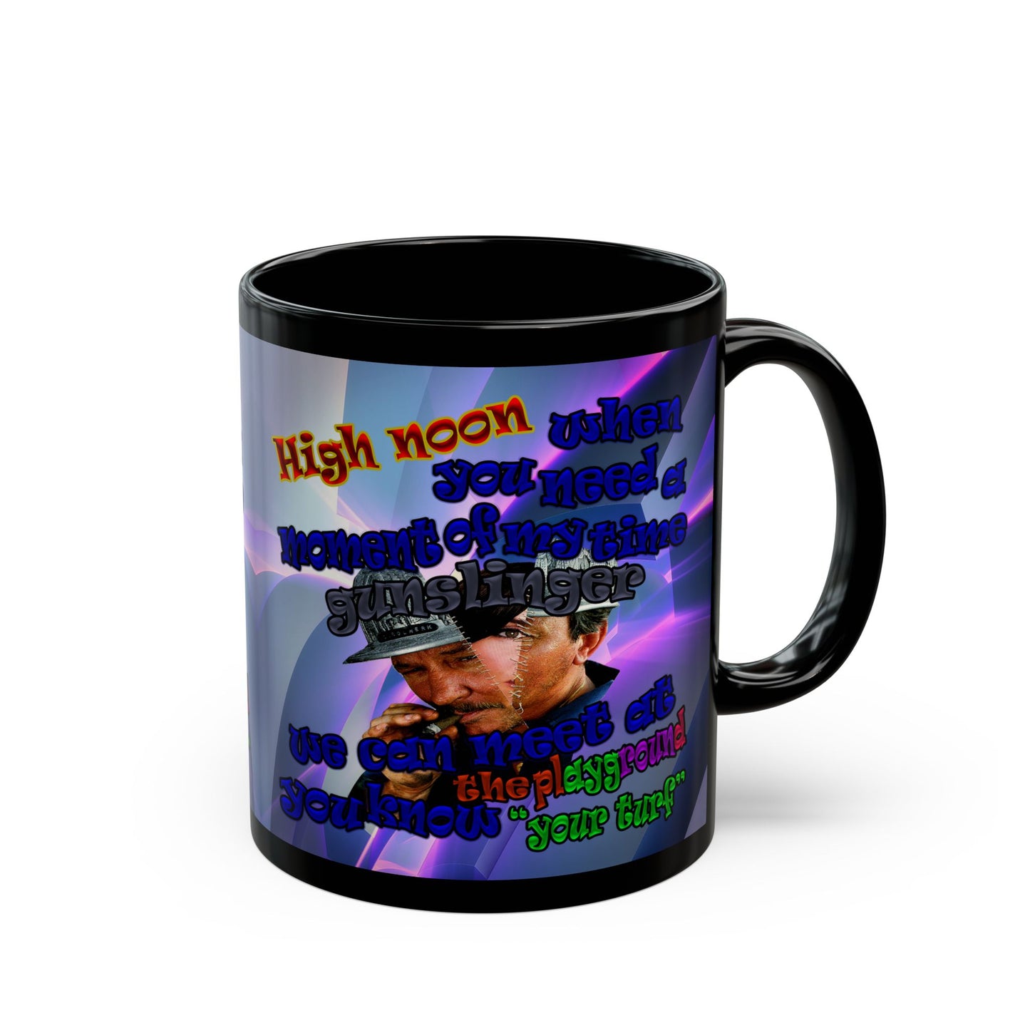 high noon - Black Mug (grey-pink wave)