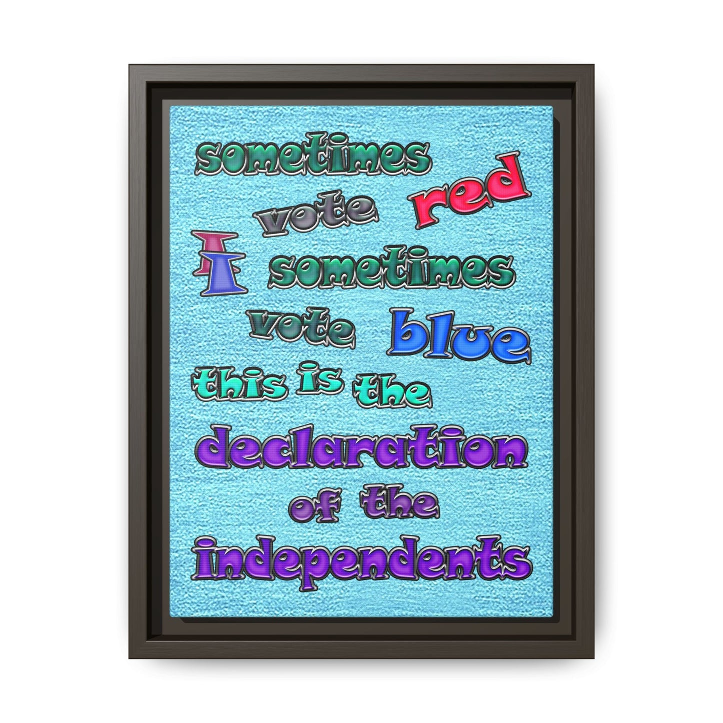 declaration of the independents - framed canvas art (faded blue)