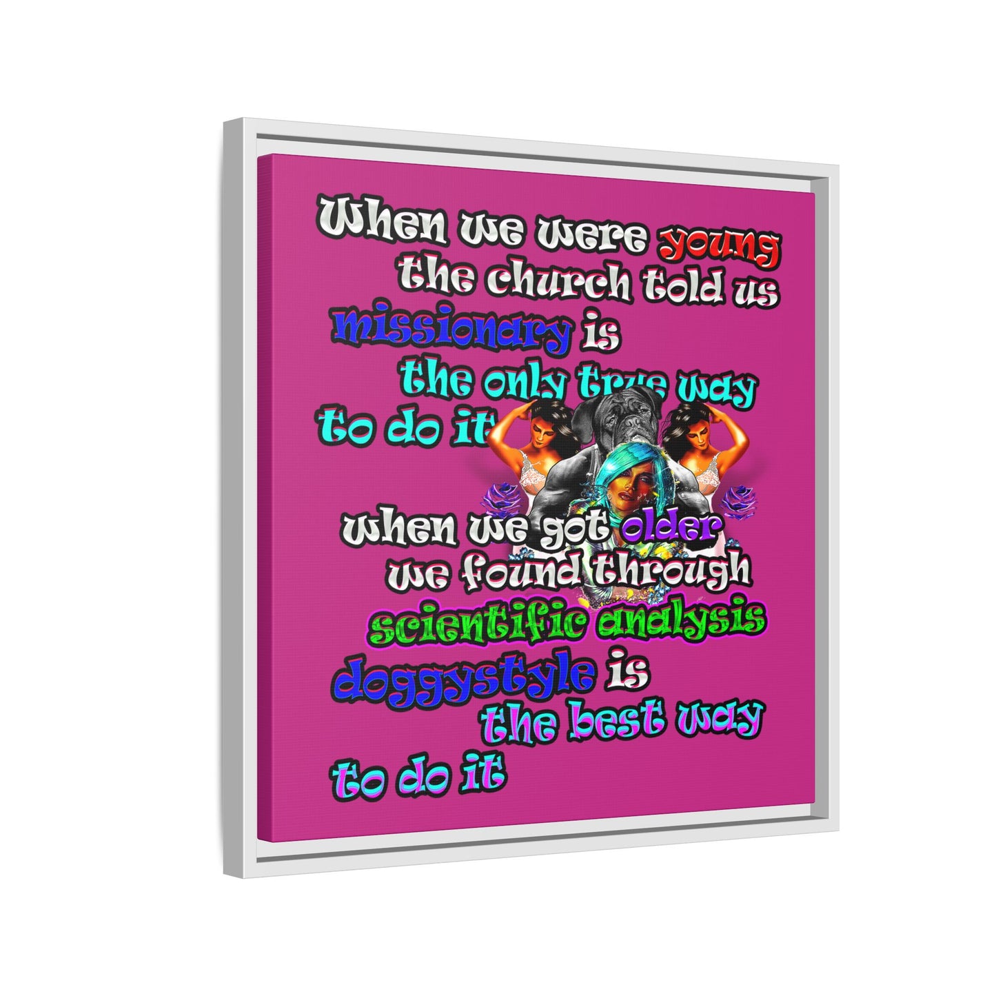 doggystyle - framed canvas art (pink)