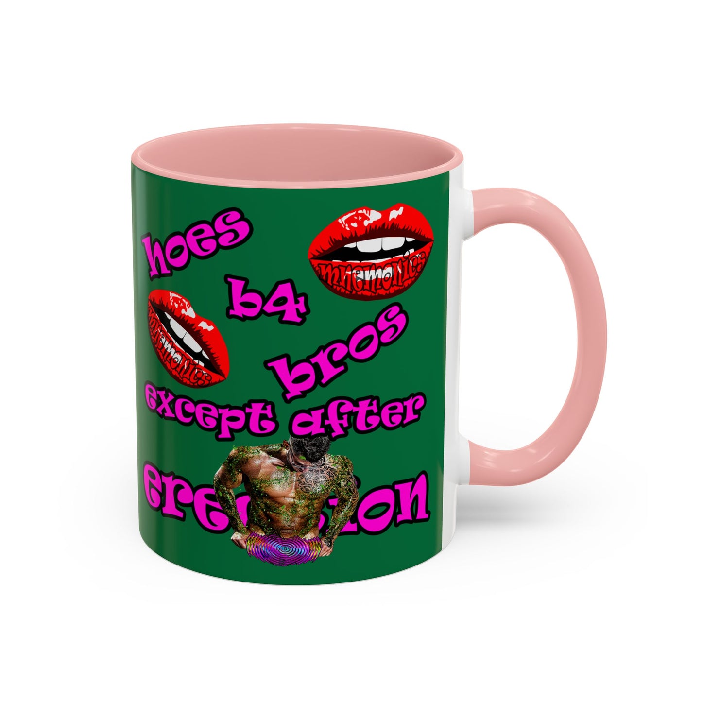 hoes b4 bros - Accent Mug (dark green)