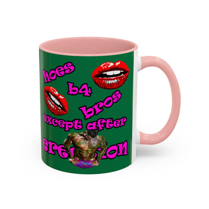 hoes b4 bros - Accent Mug (dark green)