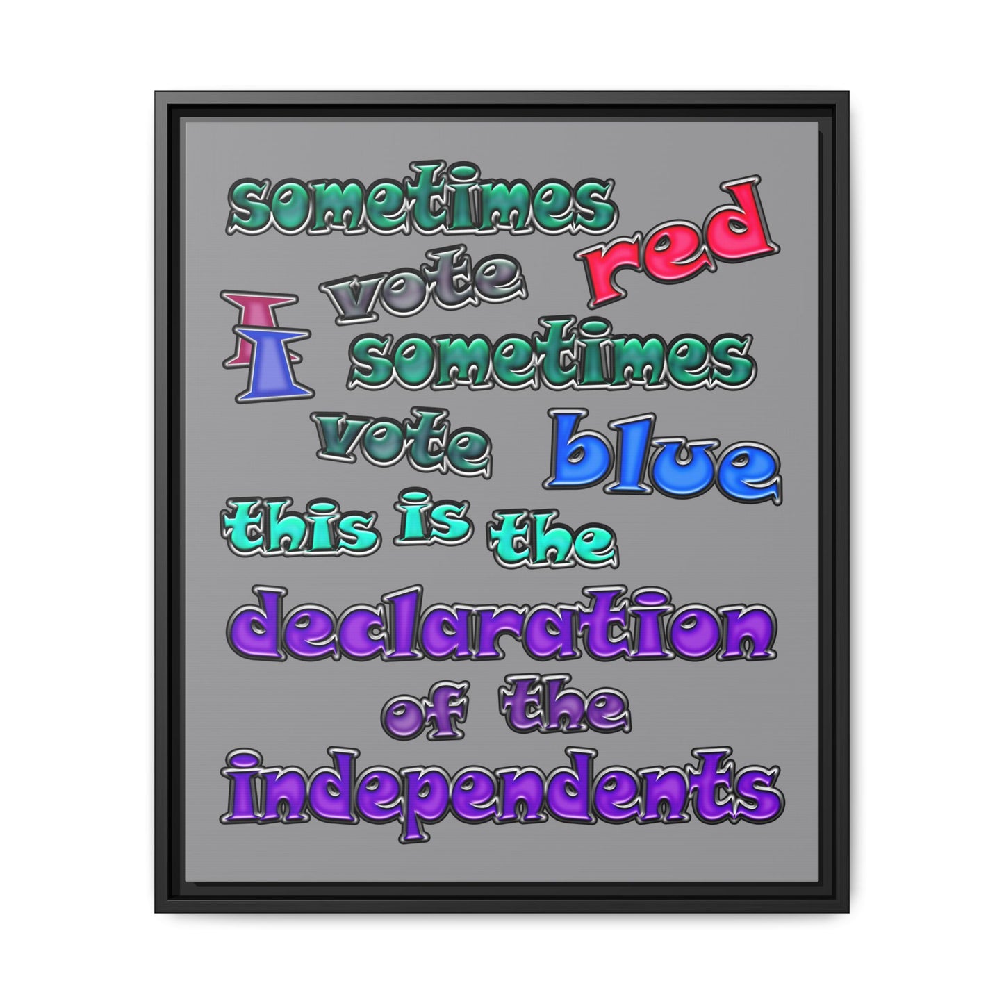 declaration of the independents - framed canvas art (grey)
