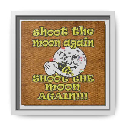 shoot the moon again - framed canvas art (brown papyrus)
