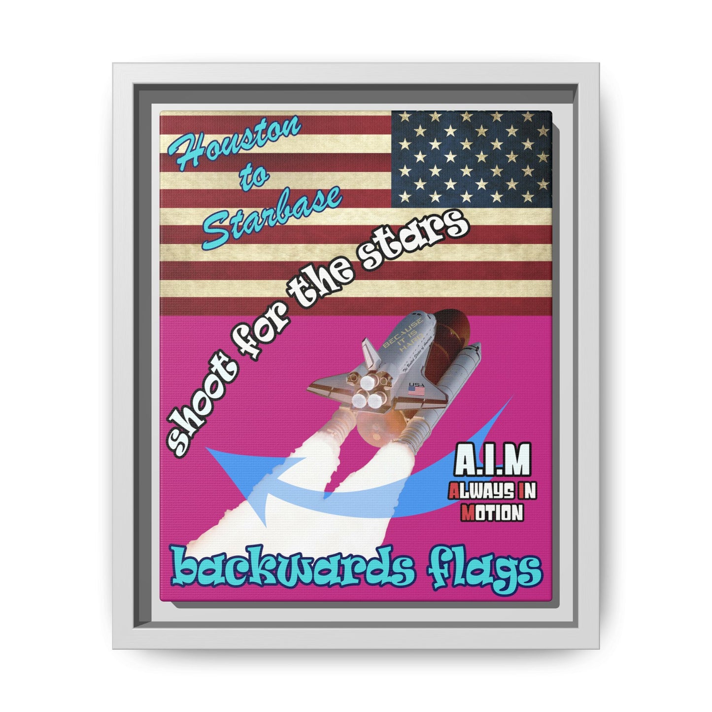 shoot for the stars - framed canvas art (pink)