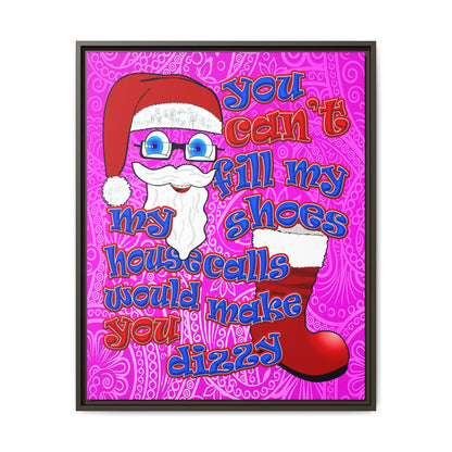 santa's shoes - framed canvas art (pink swirl)