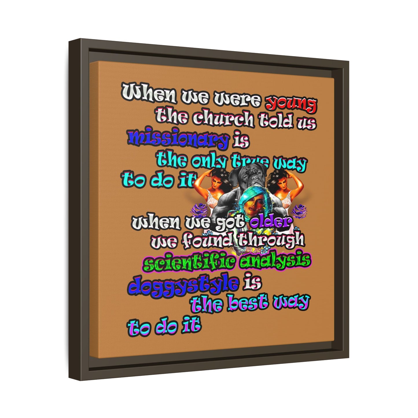 doggystyle - framed canvas art (light brown)
