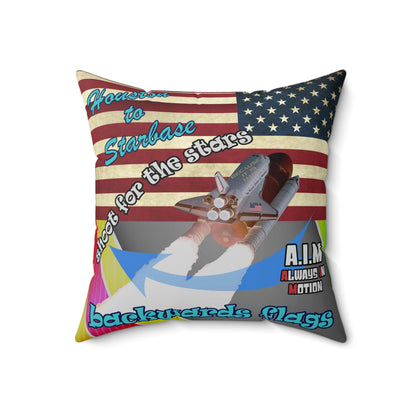 shoot for the stars - Spun Polyester Square Pillow - (rainbow split)
