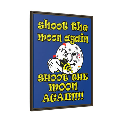 shoot the moon again - framed canvas art (dark blue)