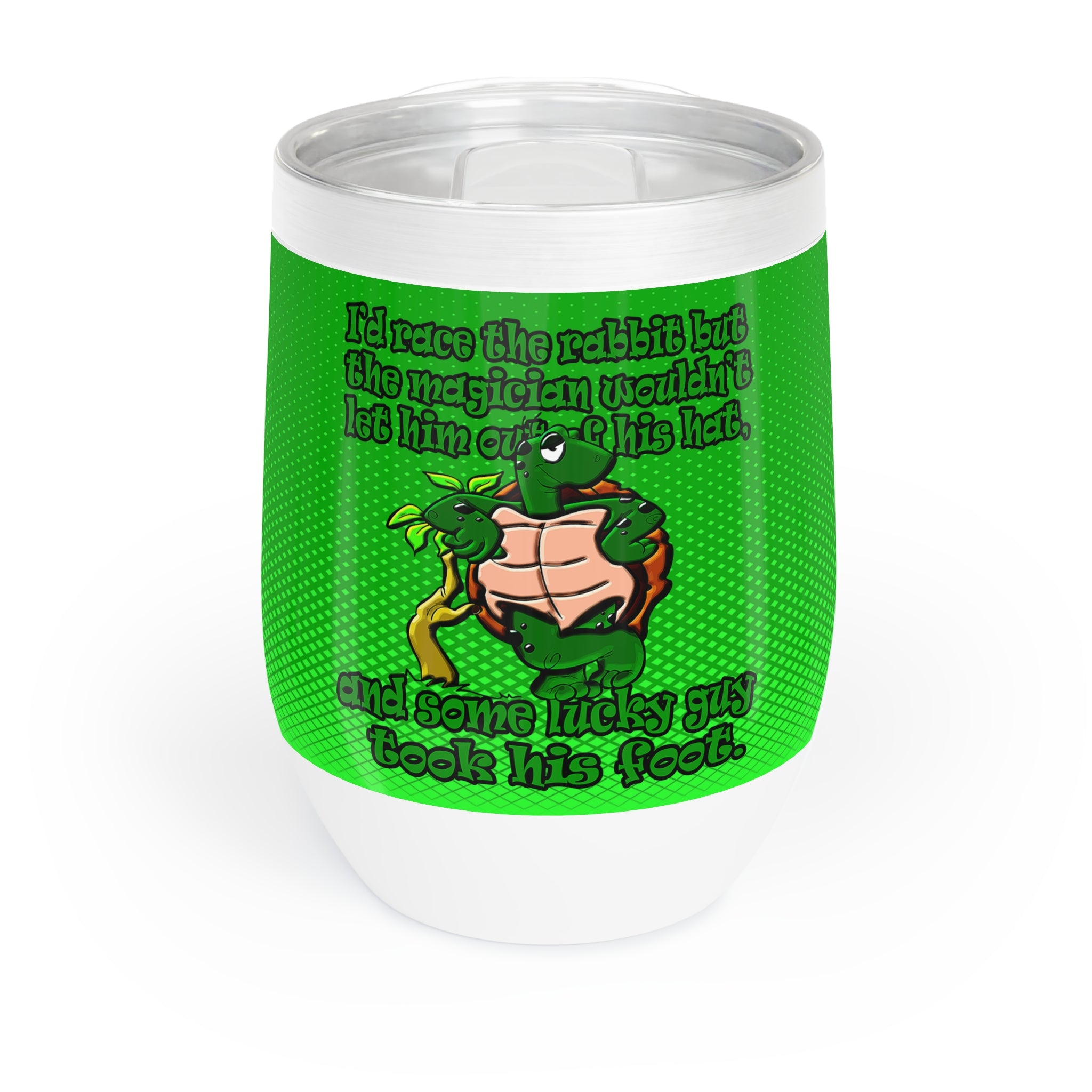 turtle race - Chill Wine Tumbler (logo green)