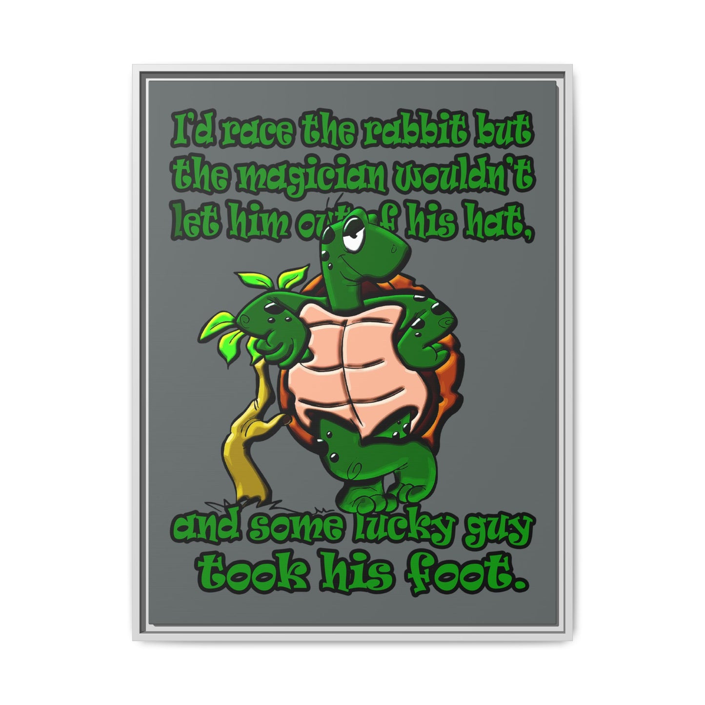 turtle race - framed canvas art (dark grey)