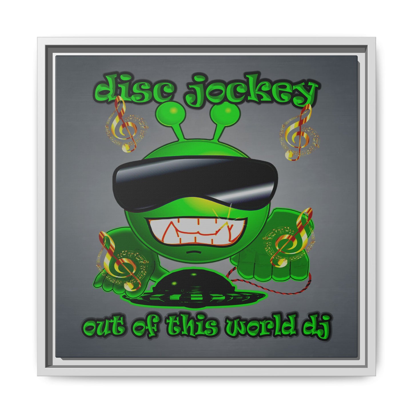 disc jockey - framed canvas art (grey-light grey)
