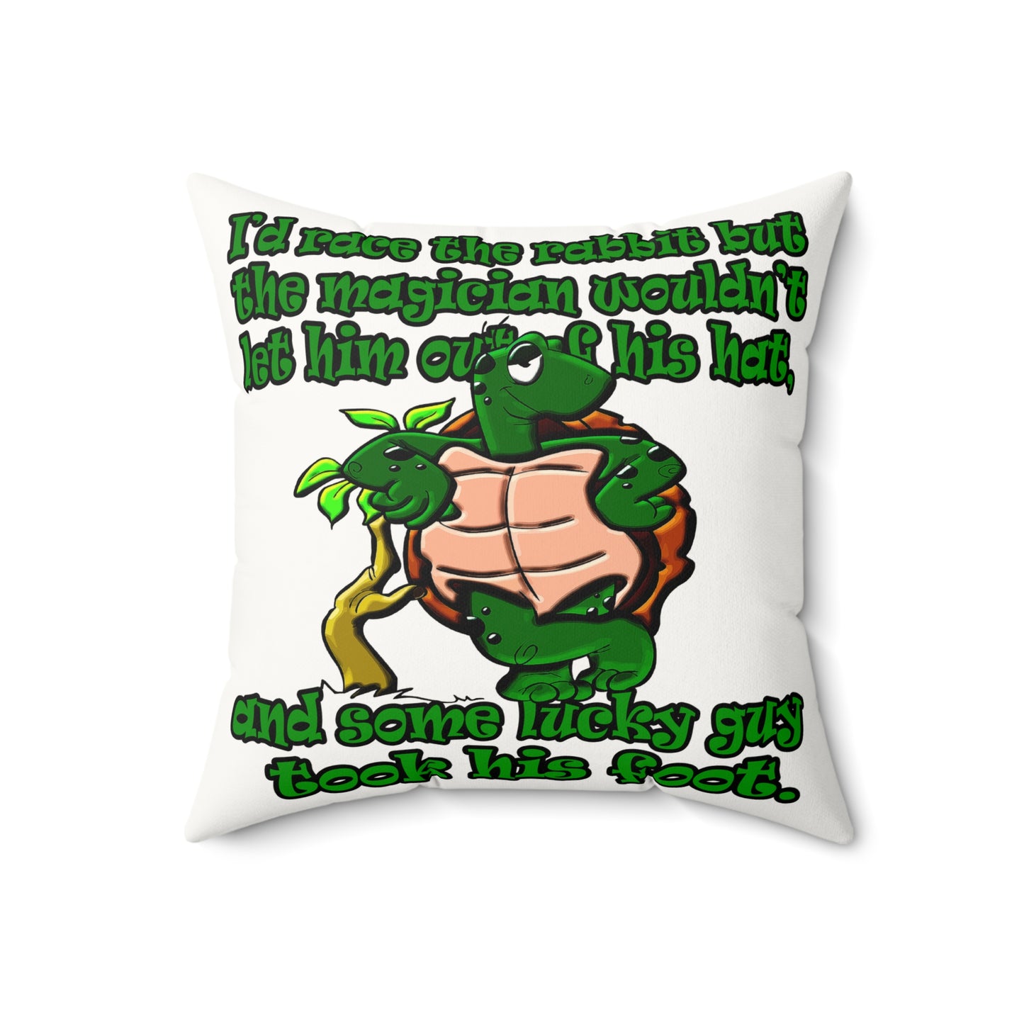 turtle race - Faux Suede Square Pillow - (white)