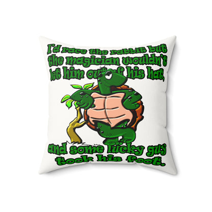 turtle race - Faux Suede Square Pillow - (white)
