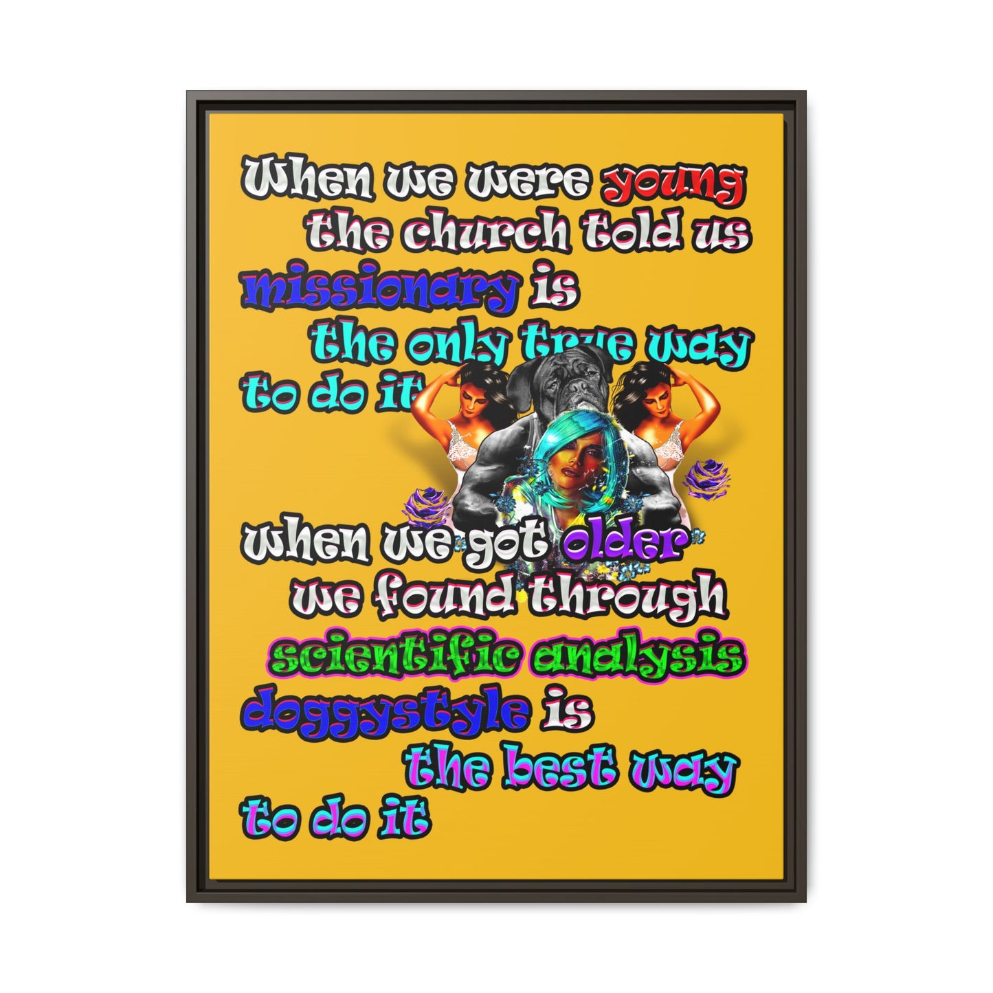 doggystyle - framed canvas art (yellow)