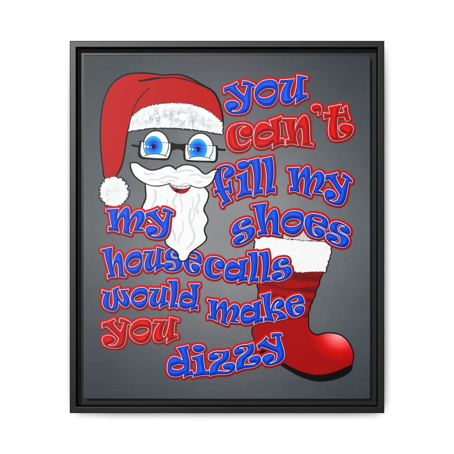 santa's shoes - framed canvas art (grey-light grey)