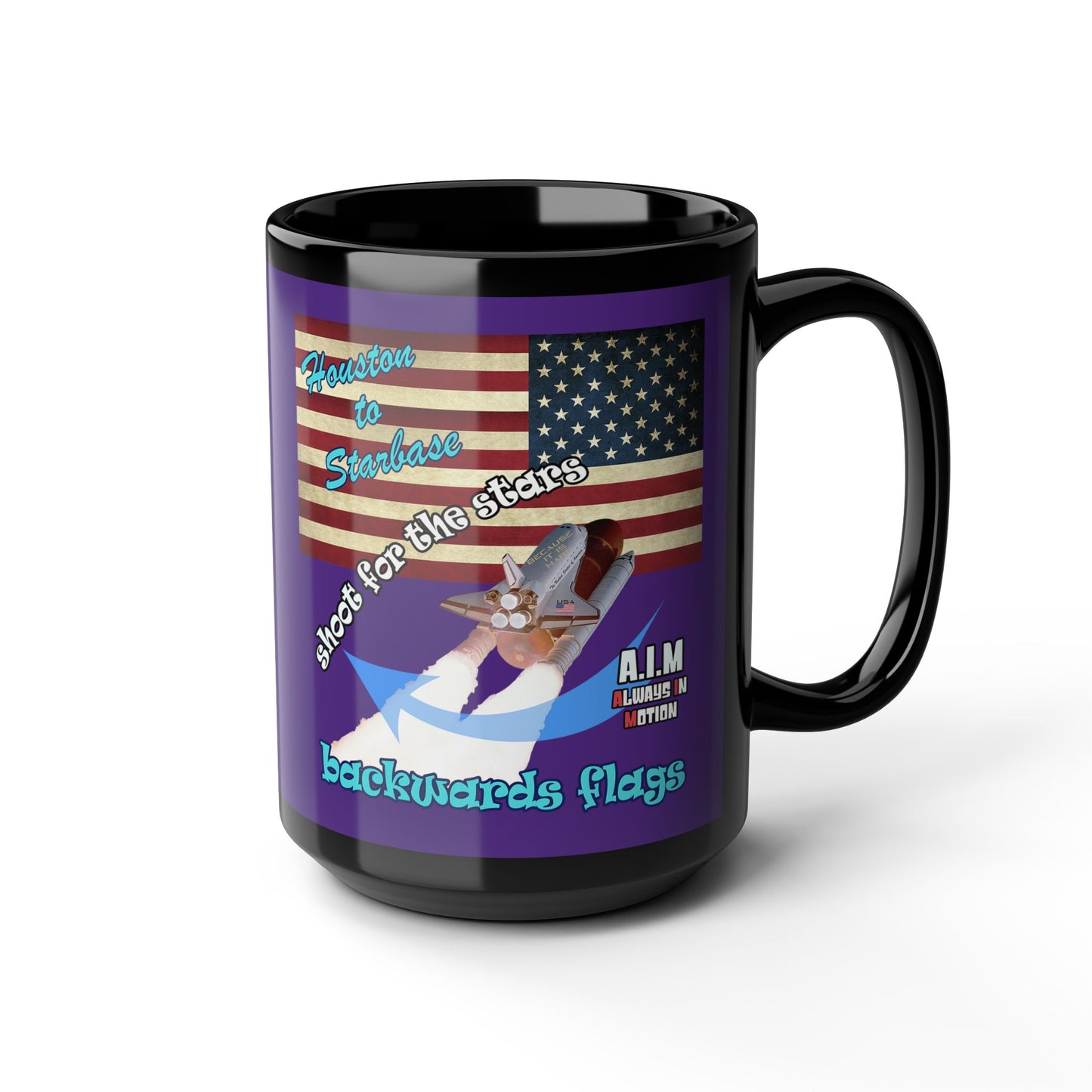 shoot for the stars - Black Mug (purple)