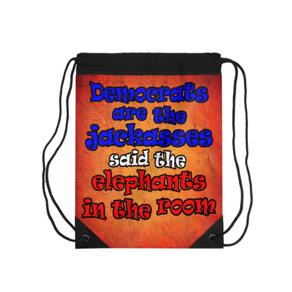 donkeys and elephants - Drawstring Bag (burnt orange)