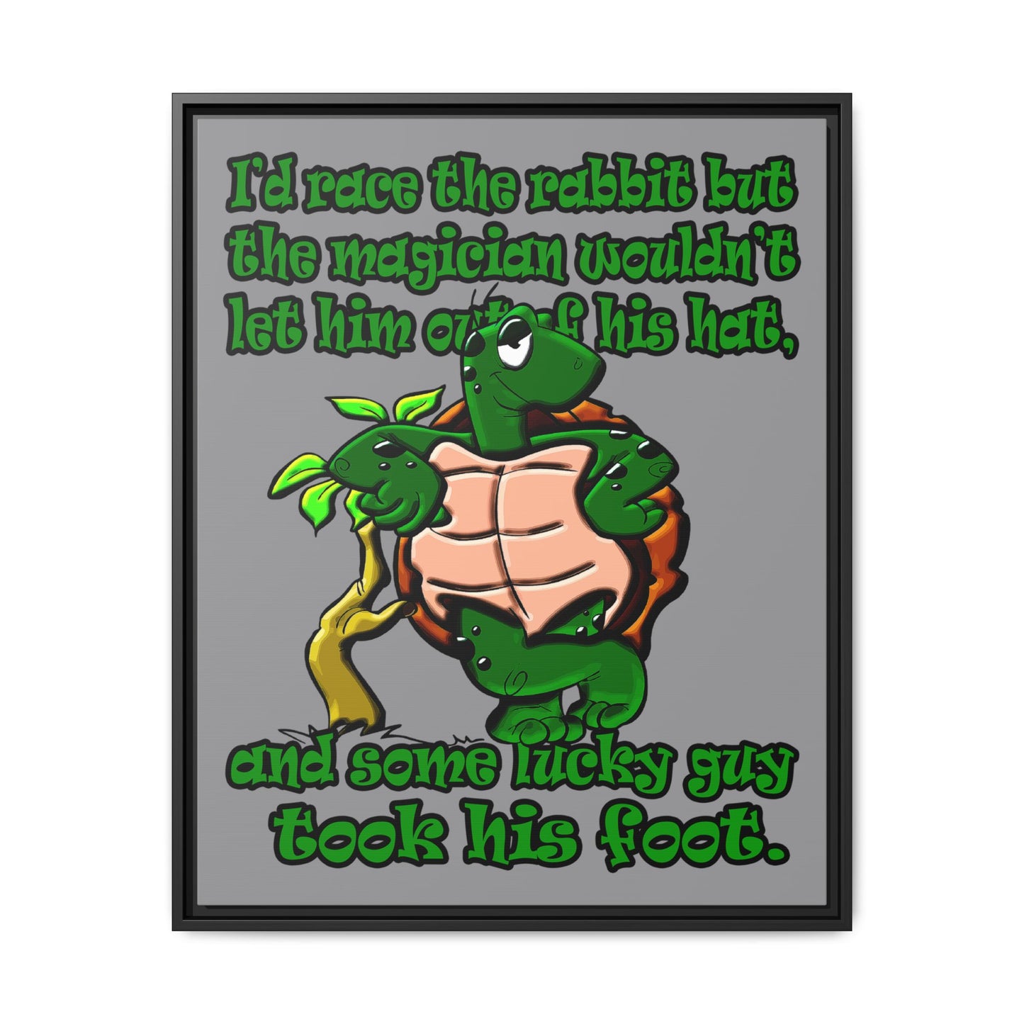 turtle race - framed canvas art (grey)