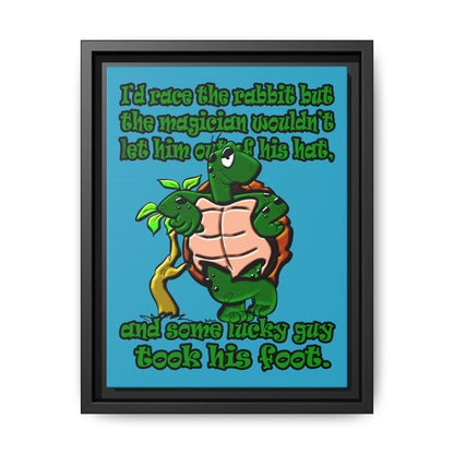 turtle race - framed canvas art (turquoise)