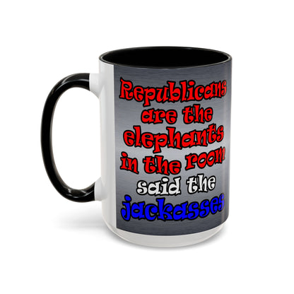 donkeys and elephants - Accent Mug (brushed nickel)