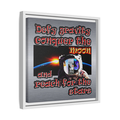 defy conquer reach - framed canvas art (brushed nickel)