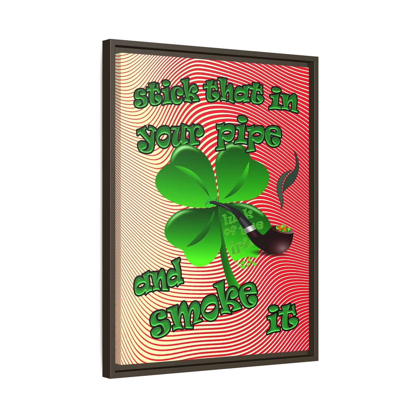 stick that in your pipe and smoke it - framed canvas art (yellow-orange wave)