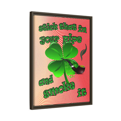 stick that in your pipe and smoke it - framed canvas art (yellow-orange wave)
