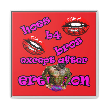 hoes b4 bros - framed canvas art (red)