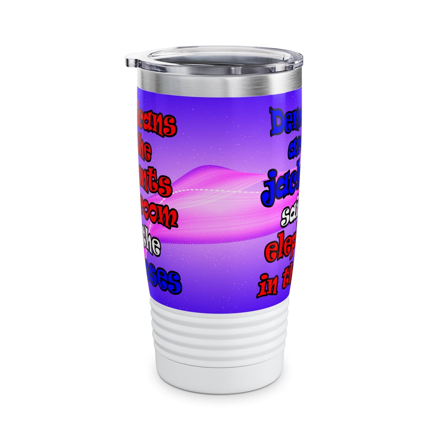 donkeys and elephants - Ringneck Tumbler, 20oz (purple-pink wave)