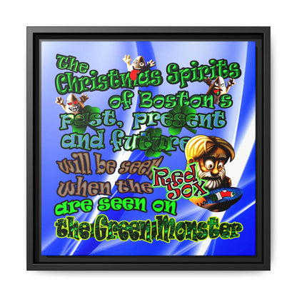 christmas spirits of boston - framed canvas art (blue-white wave)