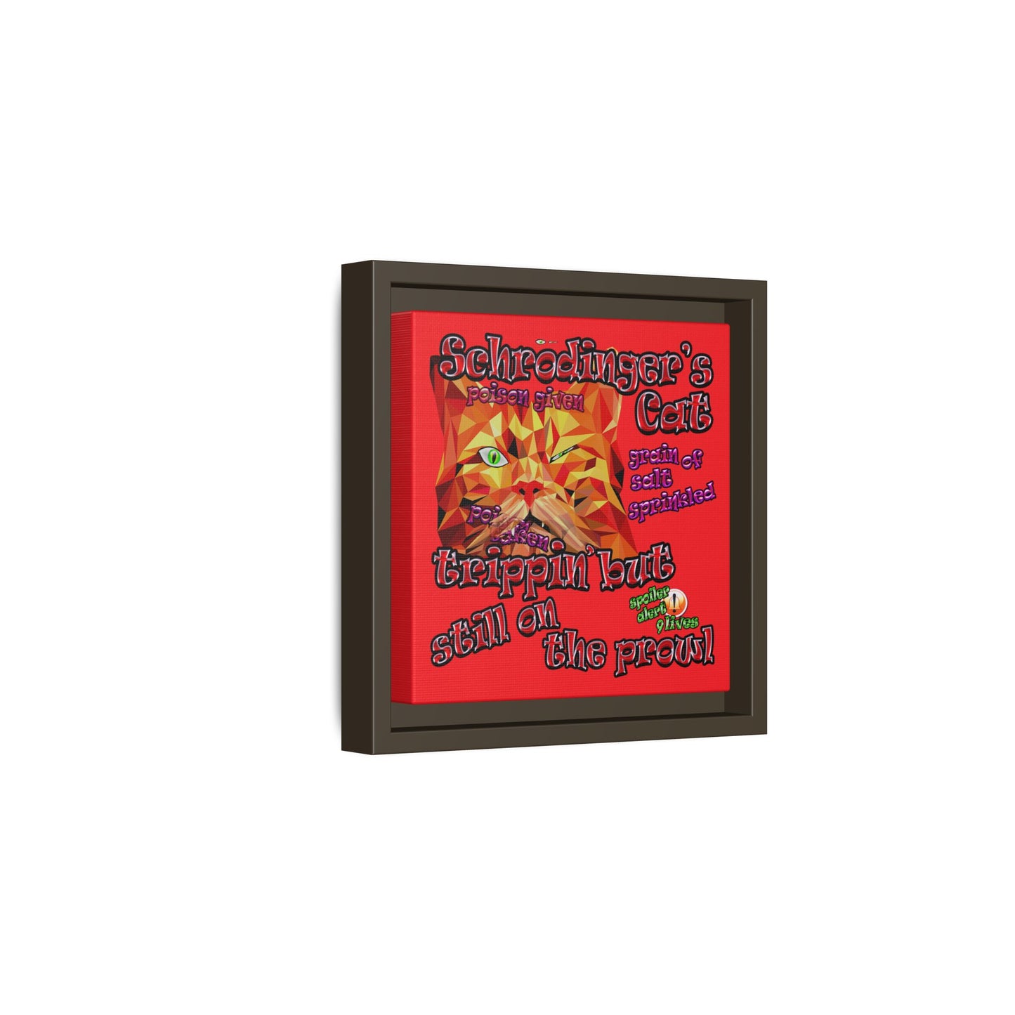 schrodinger's cat - framed canvas art (red)