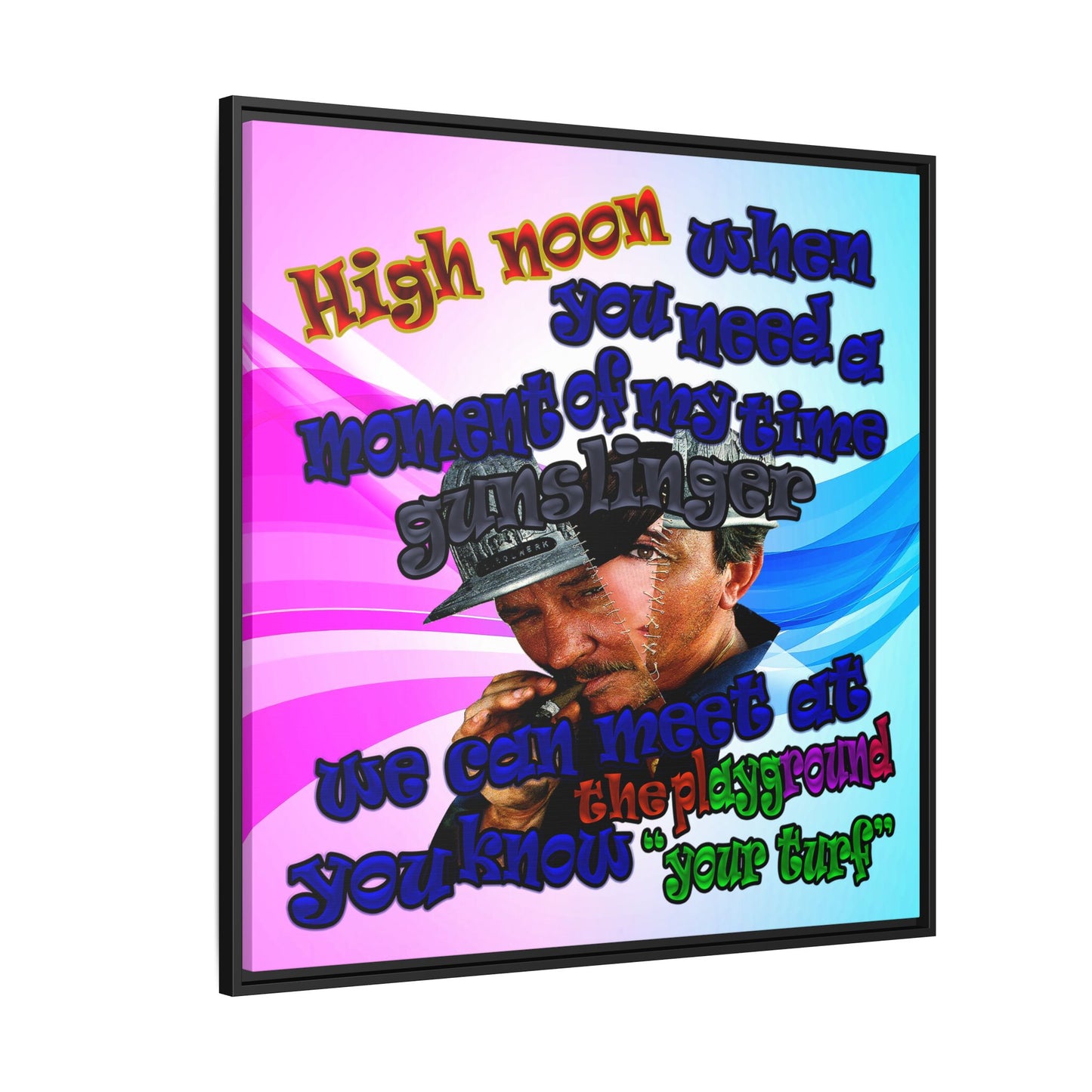 high noon - framed canvas art (light blue-pink wave)