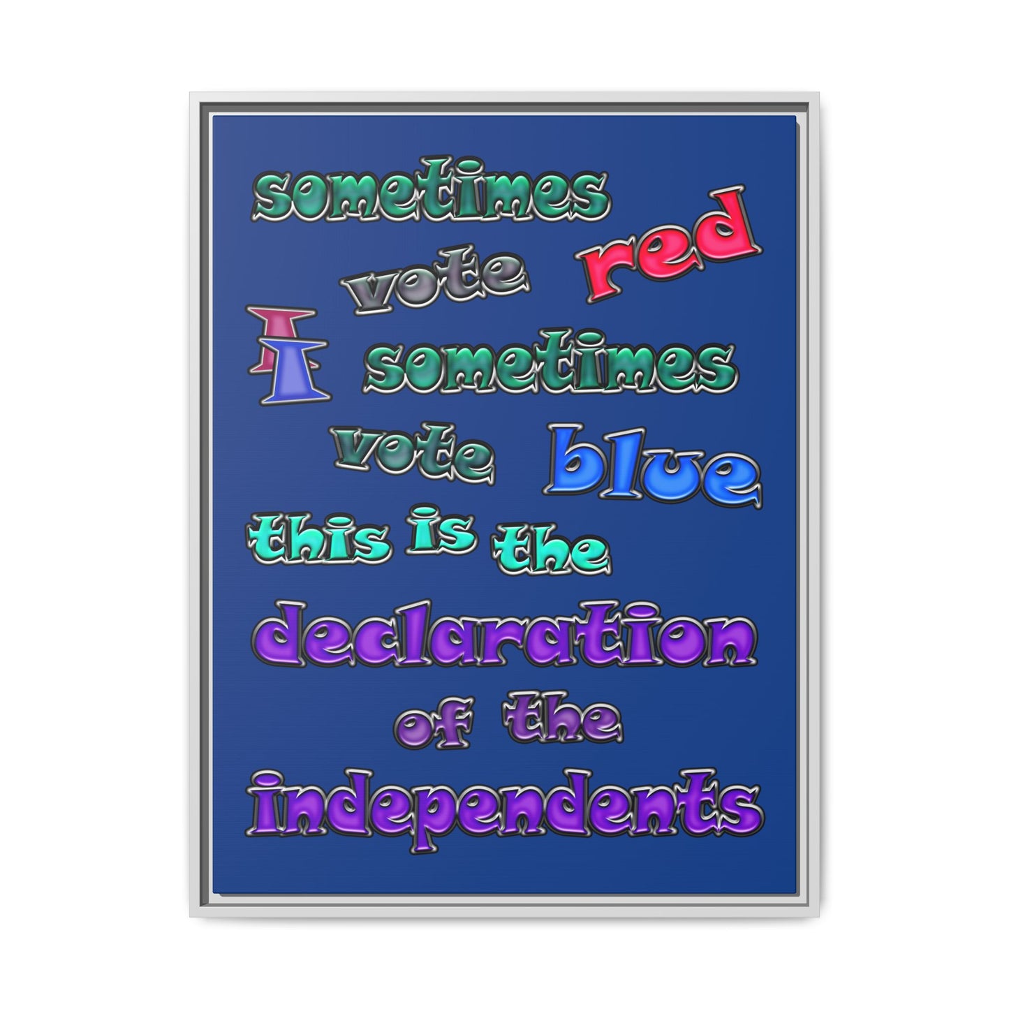 declaration of the independents - framed canvas art (dark blue)