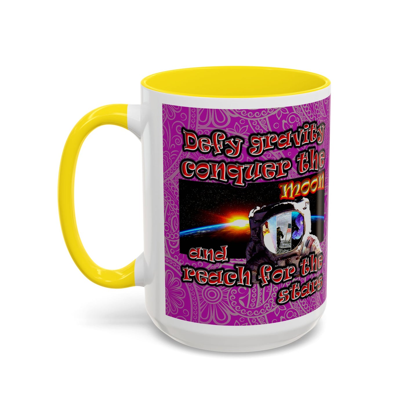 defy conquer reach - Accent Mug (pink swirl)