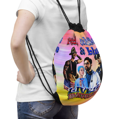 rw&b lives matter - Drawstring Bag (color blur)