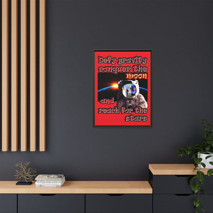 defy conquer reach - framed canvas art (red)