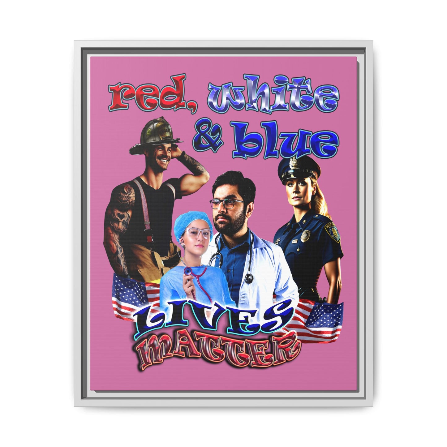 rw&b lives matter - framed canvas art (light pink)